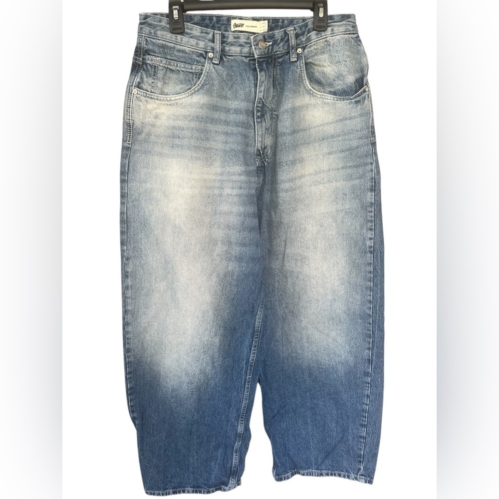 PULL&BEAR Barrel Wide Leg Light Wash Denim Jeans, Men’s Sz 32